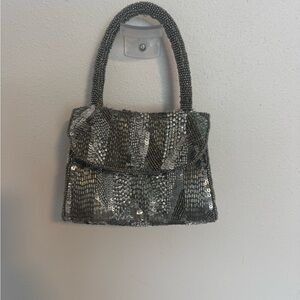Anthropologie Silver Sequin Bag
